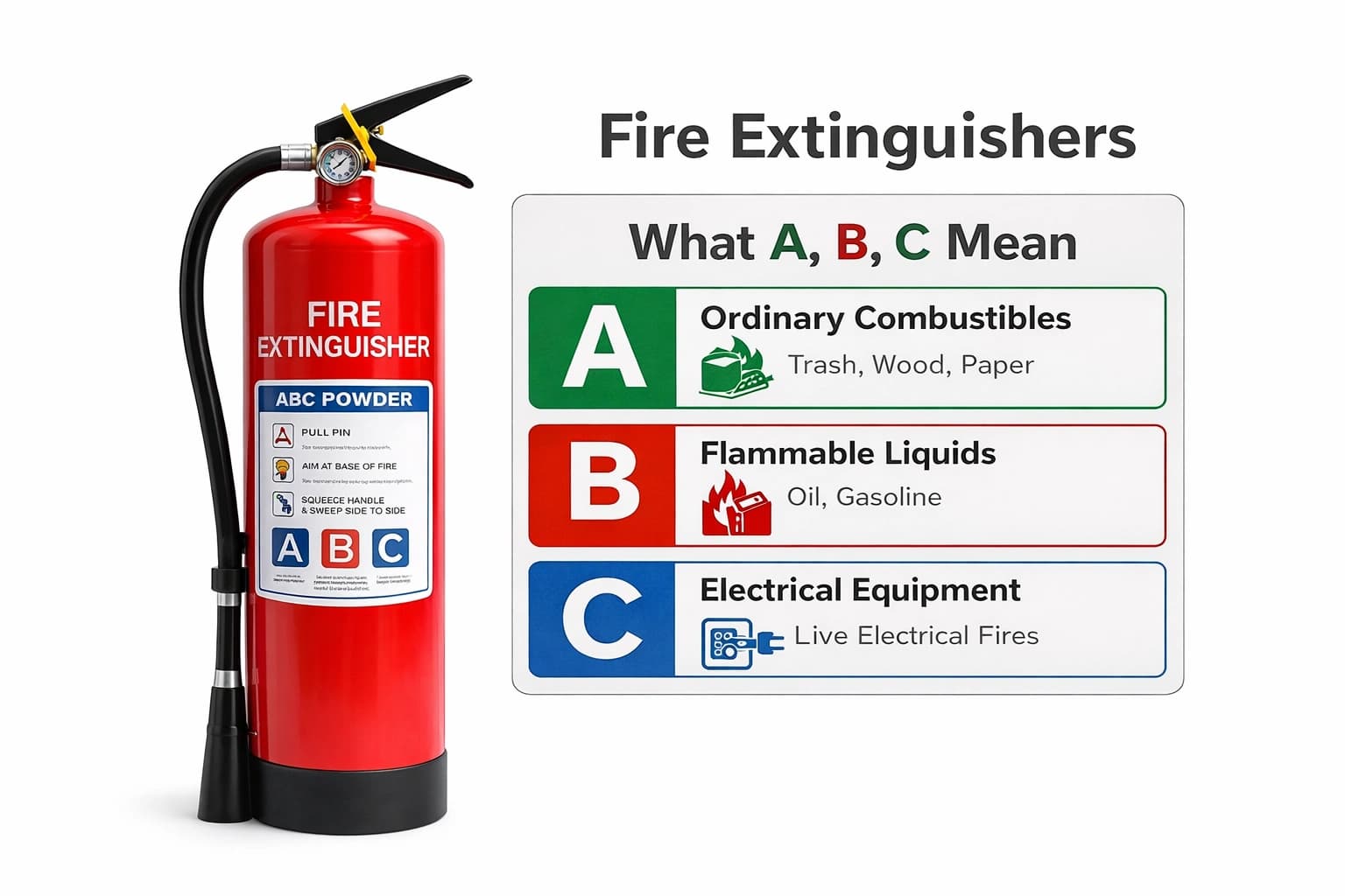 Fire Extinguishers (ABC, CO2, Foam) - Safety Materials - Gulf Basic Trading