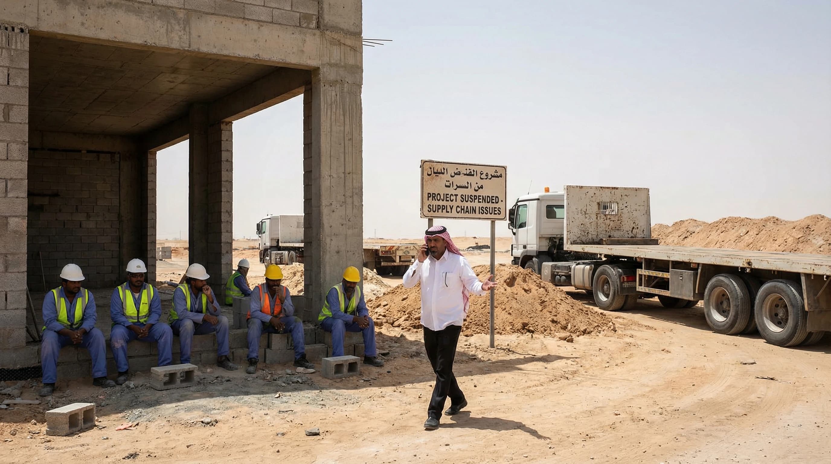 Large scale construction site in Saudi Arabia