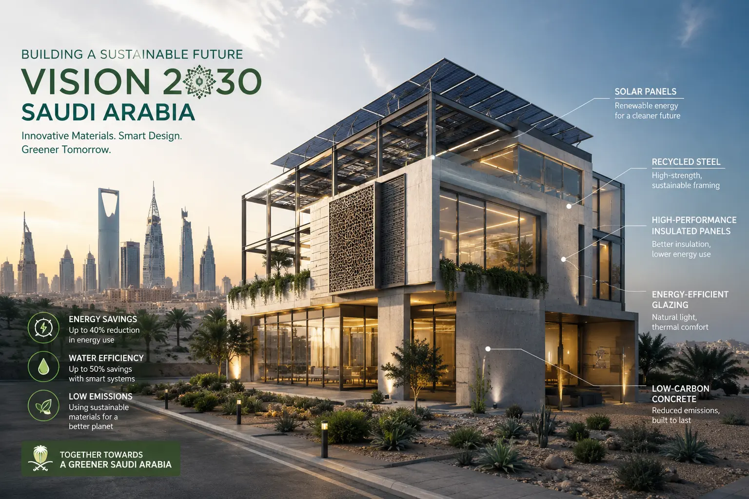Green Building Materials in Saudi Arabia – What Vision 2030 Projects Are Specifying in 2026 - Gulf Basic Trading Blog Article
