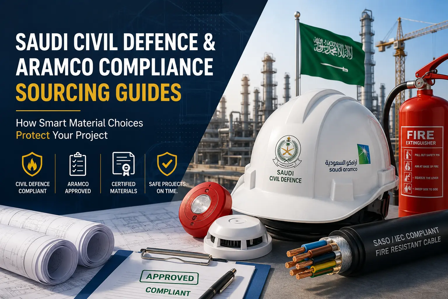 Saudi Civil Defence & Aramco Compliance Sourcing Guides: How Smart Material Choices Protect Your Project - Gulf Basic Trading Blog Article