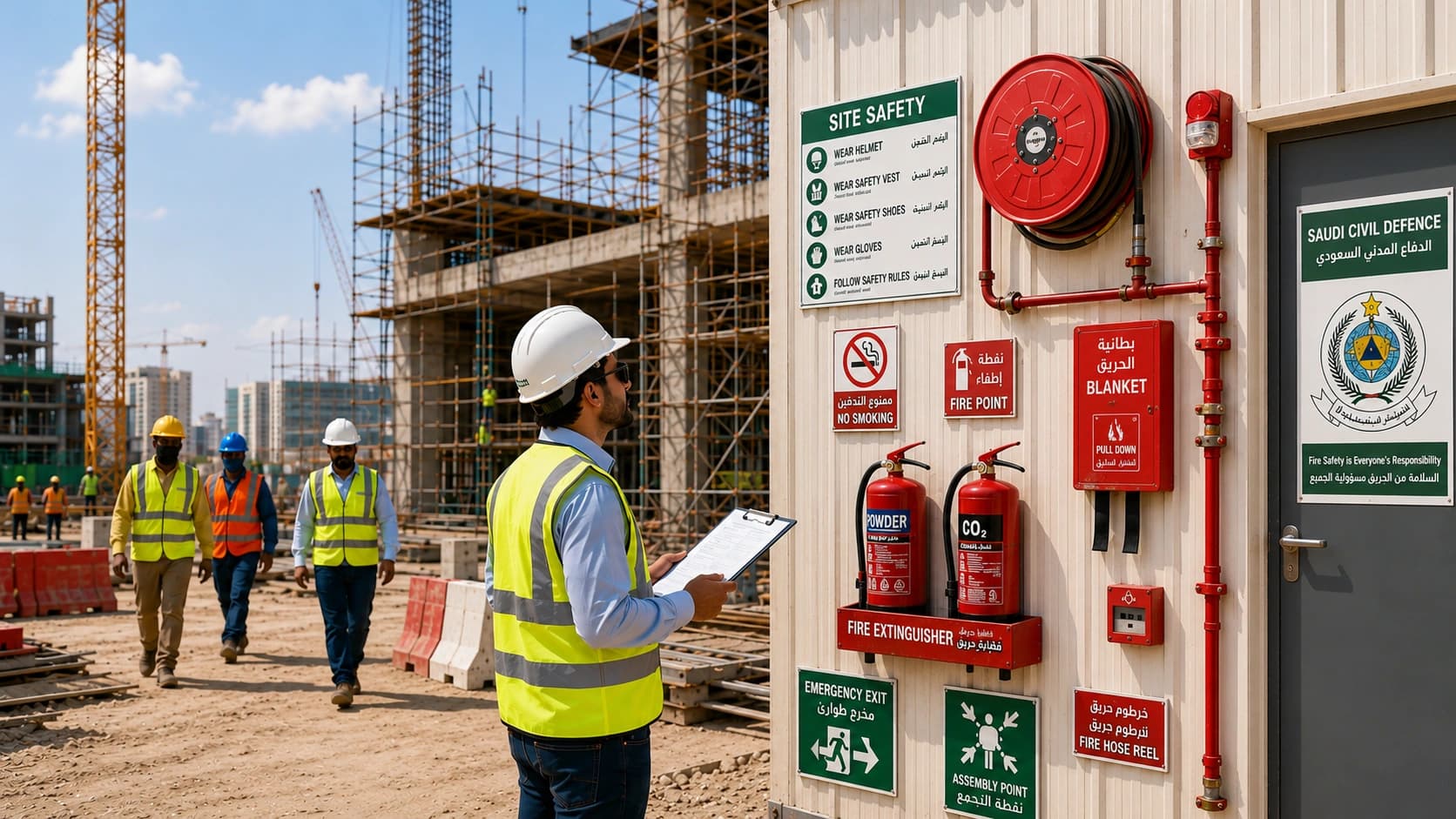 Fire Safety Equipment for Construction Sites in Saudi Arabia – What Really Gets Checked in 2026 - Gulf Basic Trading Blog Article